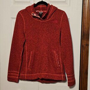 Ladies North Face Hooded Red Sweater Pullover Size Medium